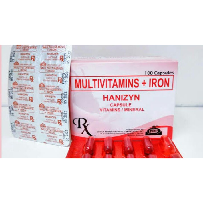 Hanizyn (Multivitamins+Iron) Vitamins/Mineral 100 Capsules(per box