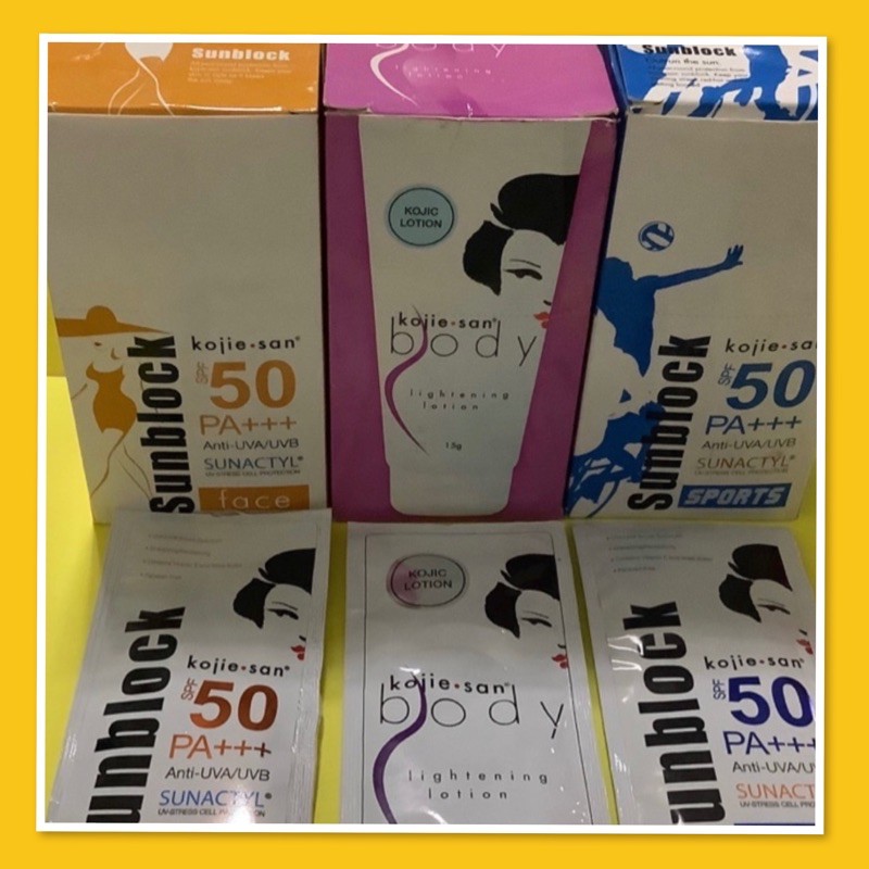 Kojie San Lightening Lotion and Sunblock SPF50 Sachet Authentic Shopee Philippines
