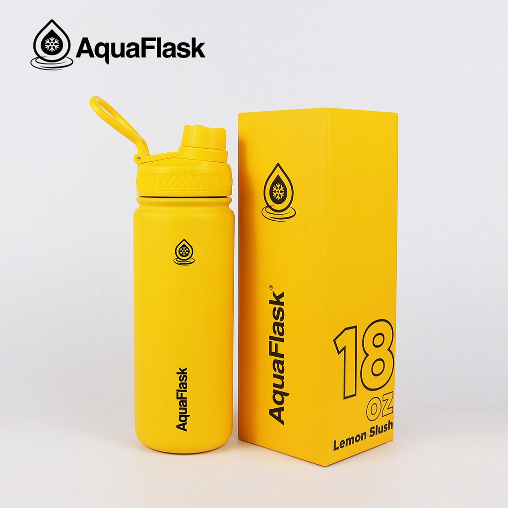 Aquaflask 18oz Lemon Slush Wide Mouth with Spout Lid Vacuum Insulated Drinking Water Aqua Flask
