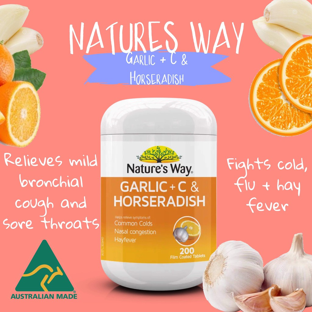 Garlic C + Horseradish Nature’Way 200 tablets Immune Boost Shopee
