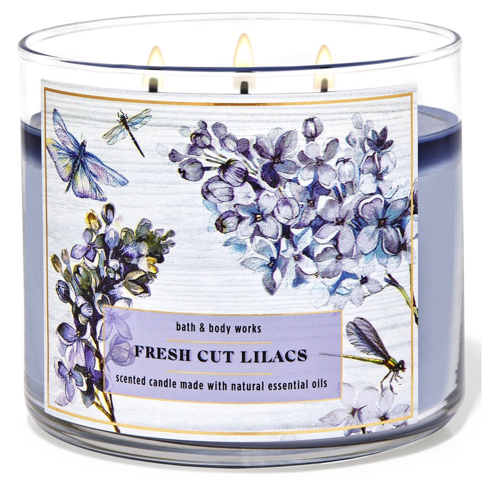 NEW DESIGN!! Bath & Body Works / White Barn Fresh Cut Lilacs 3Wick