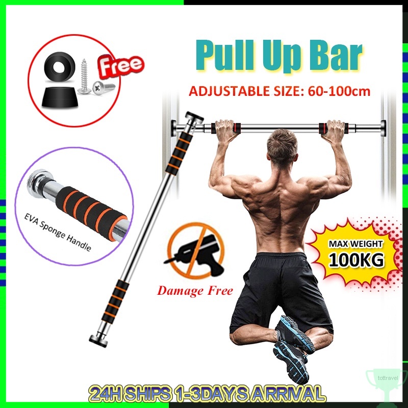 Fitness DoorWay Horizontal Bars 100KG Adjustable Pull Up Bar Wall