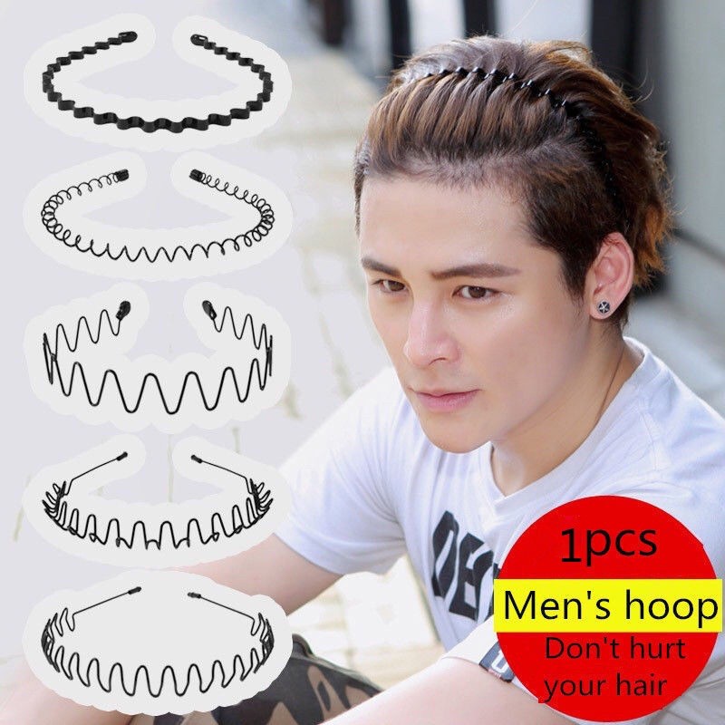 Korean unisex wavy hair headband black instant noodleshaped men's