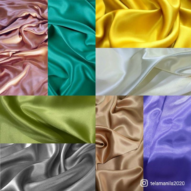 TELA MANILA PREMIUM Soft Light Satin Silk Glossy Cloth Tela Fabric Per