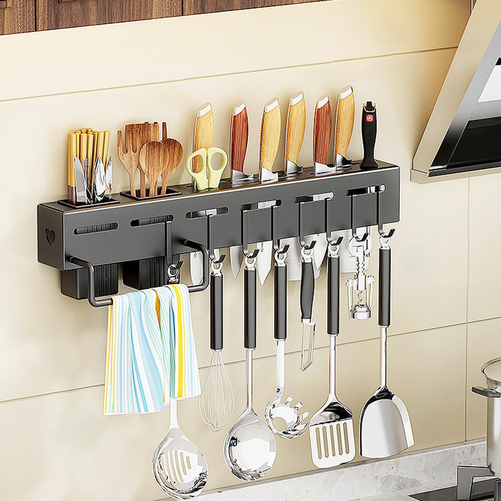 GL 40cm, 60cm Knife Holder Wall Mounted Kitchen Utensils Rack, Metal