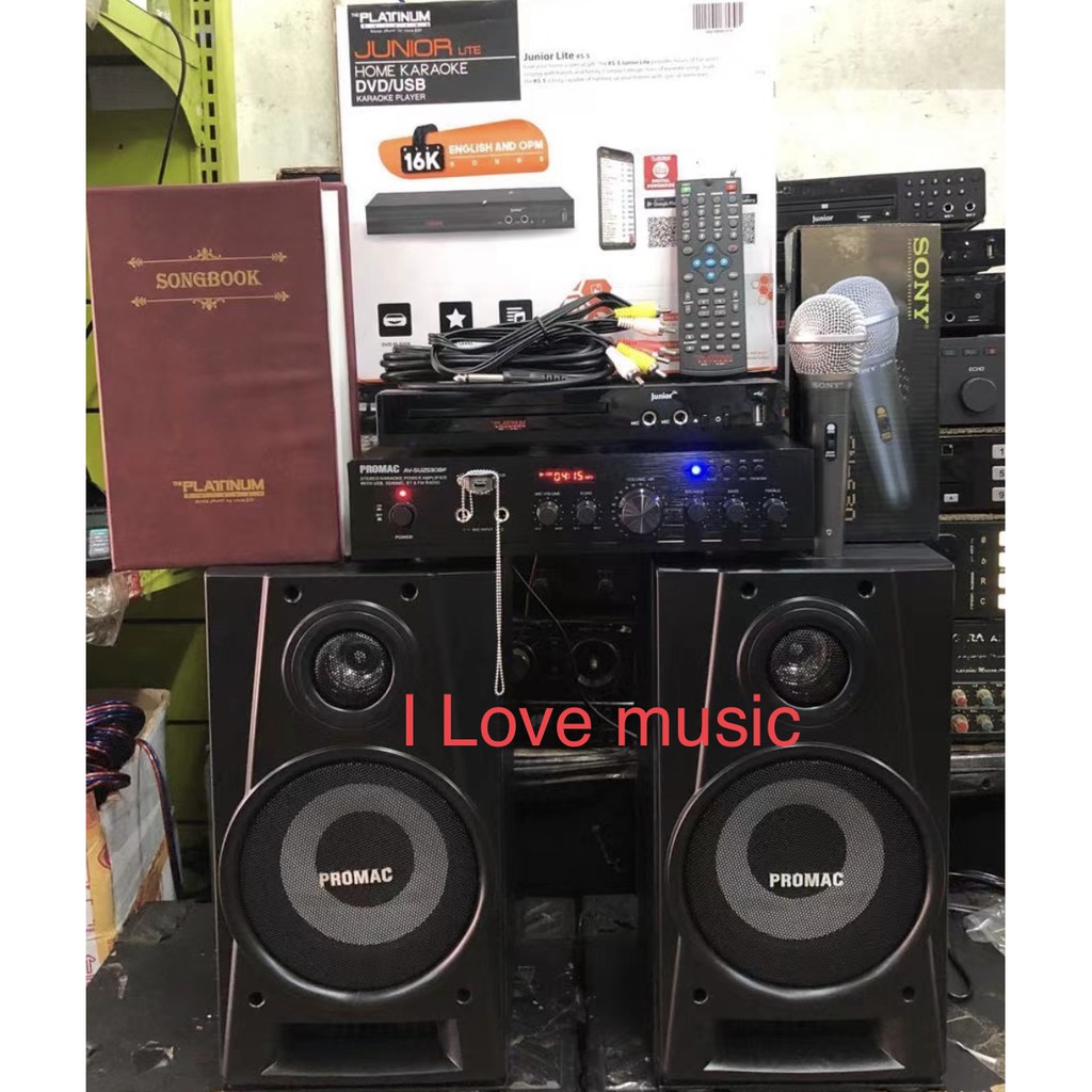 Promac karaoke videoke system set bluetooth USB amplifier speaker with