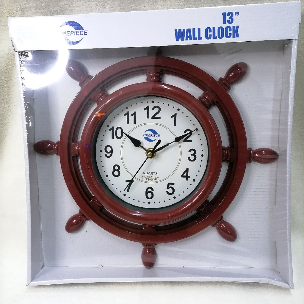 Quartz Clock Ships Steering Wheel 13" Wall Clock X7581 and Anchor Style