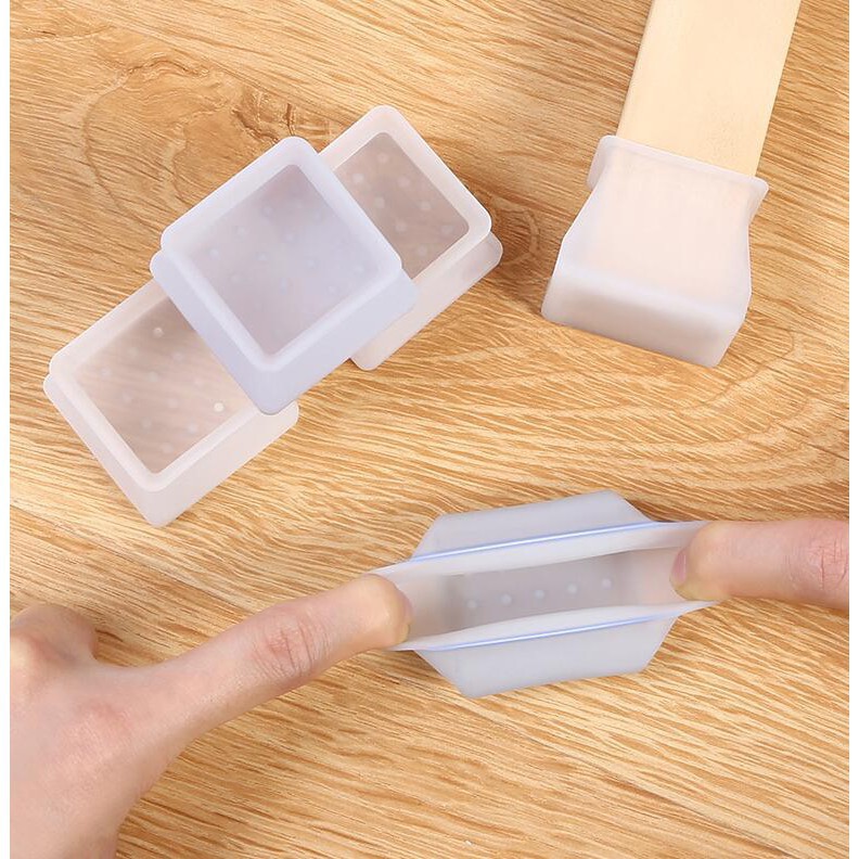 4Pcs Nonslip Silicone Table Chair Leg Cover Square Chair Leg Caps Wood
