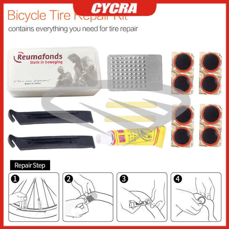 Cycling Bicycle Flat Tire Kit Tool Set Repair Patch Glue Lever Tool Rubber Fix Kit Portable