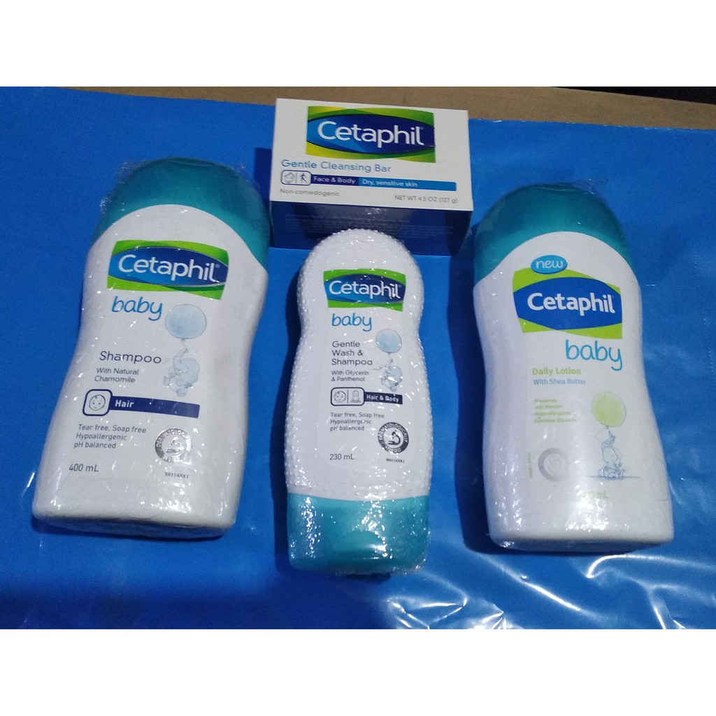 cetaphil set of 4pcs (wash shampoo+baby lotion+baby shampoo+anti