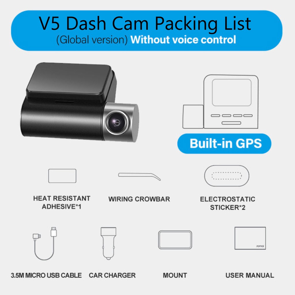 VINOVO V5/V5D Smart Dash Cam Car DVR Builtin GPS 1944P Speed