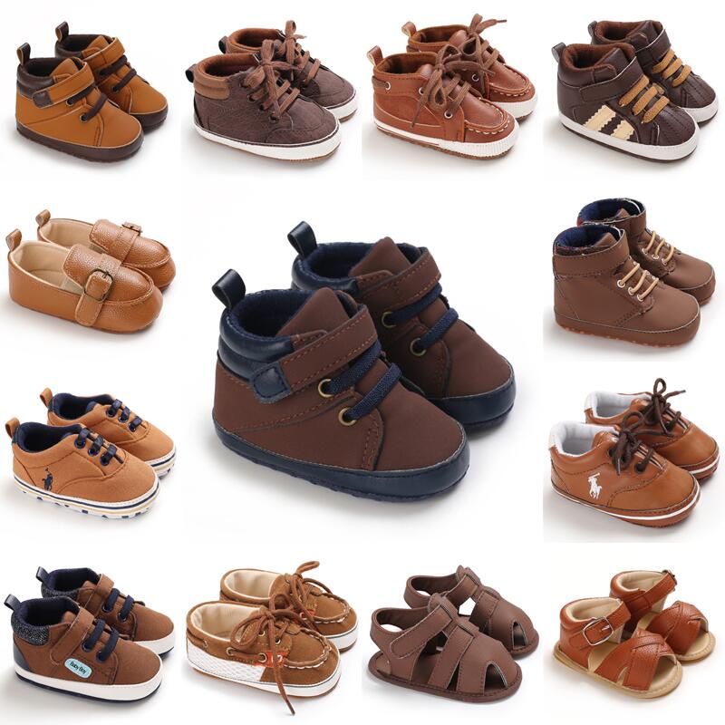 Brown Color Theme Christening Shoes for Baby Boy 1 Year Old Newborn