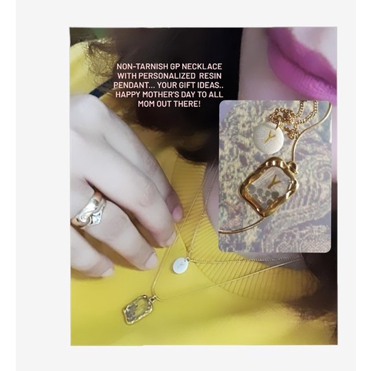 YCph Resin Pendant with nontarnish Titanium steel or nontarnish gold