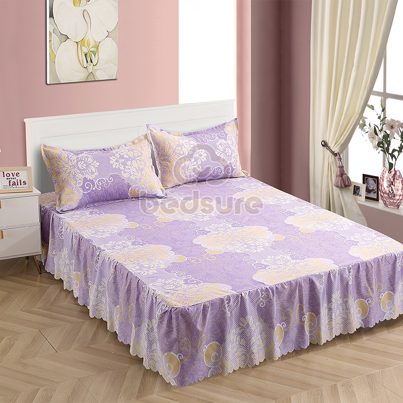 BedSure Bedsheet Skirt Queen Size 3IN1 Bed Sheet Set Garter Bed Sheet