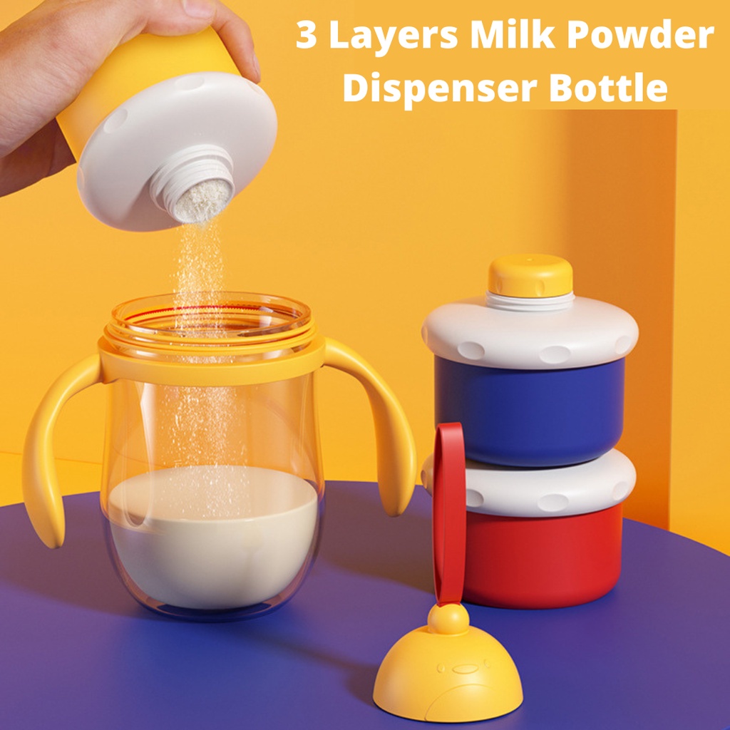 3 Layers Milk Powder Dispenser Bottle Side Open Storage Container Cute