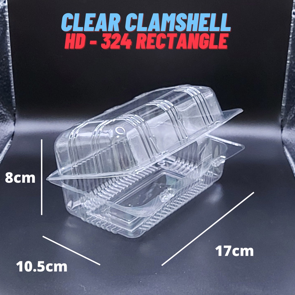 [20pcs] Disposable Clear Plastic Clamshell HD 324 Rectangle Shopee