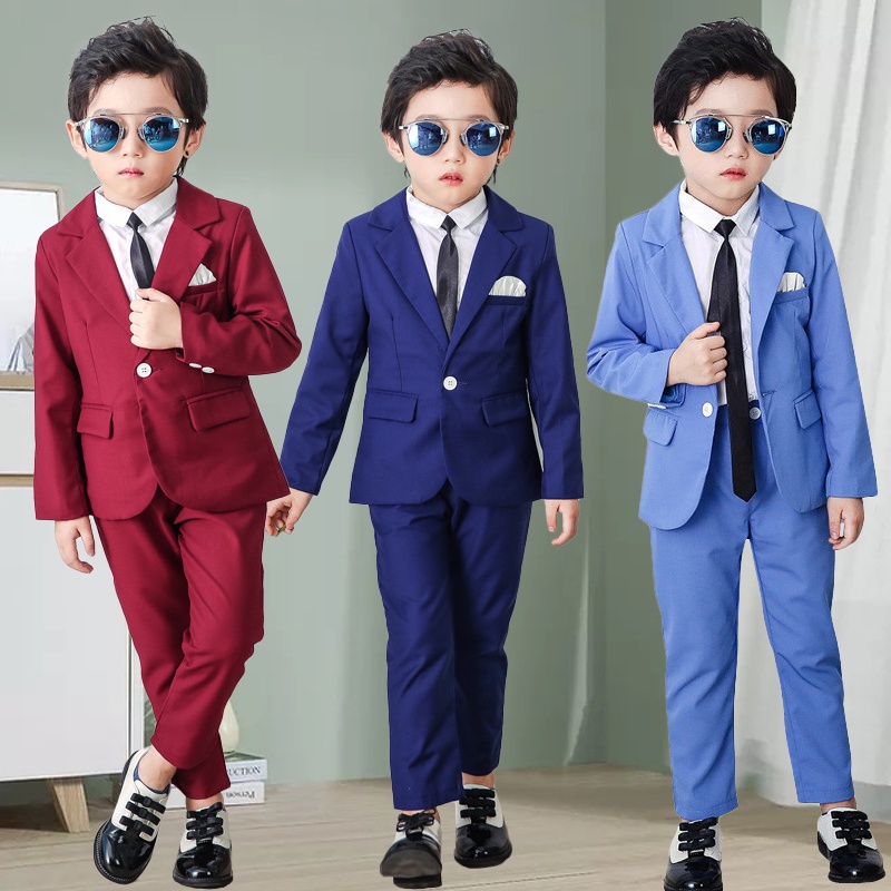 Kids Baby Boys Suit Jacket Blazer Pants Attire Set Formal Tuxedo Outfit