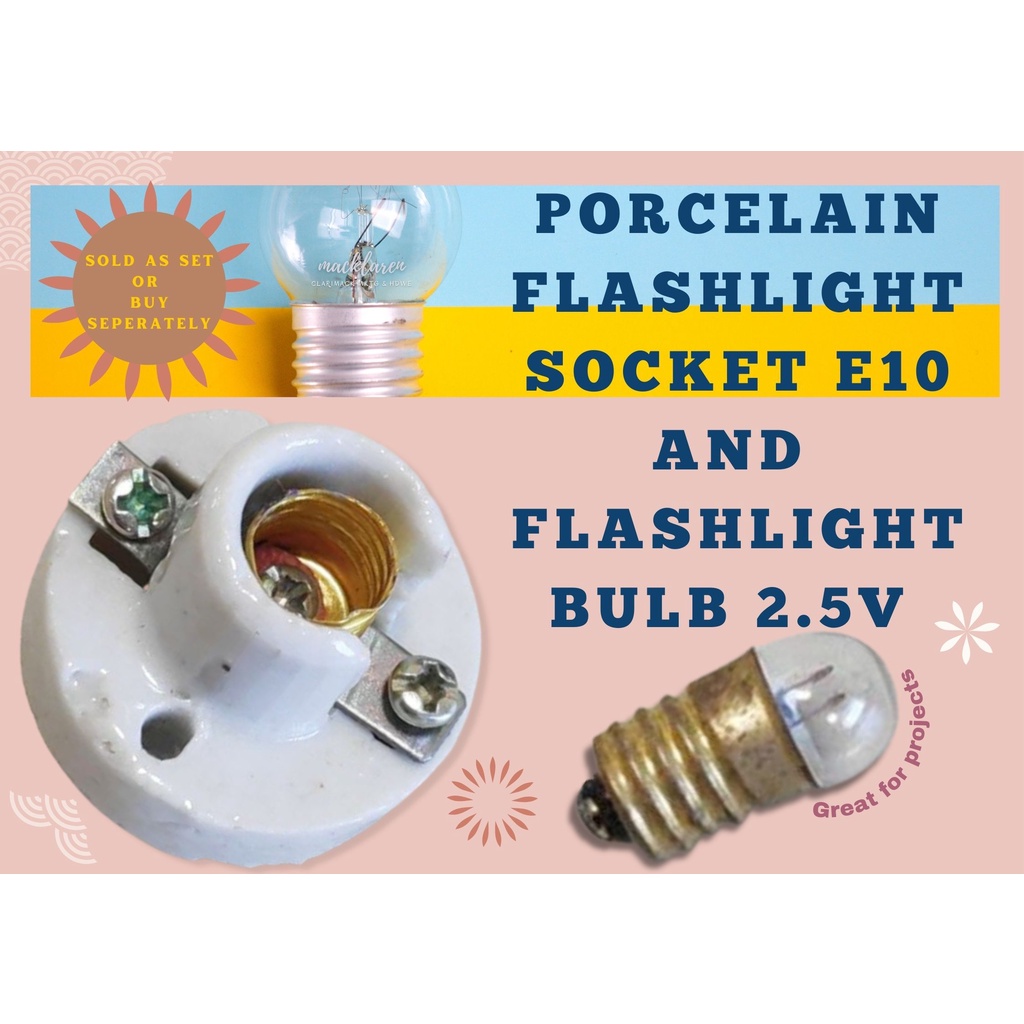 Porcelain Receptacle for Small Bulb Flashlight Bulb Battery Operated Socket and Bulb Project