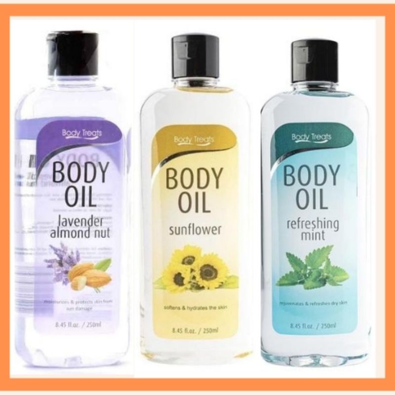 Body Treats Body Oil Lavender Almond Nut/Sunflower Oil/Refreshing Mint 250 Ml Shopee Philippines