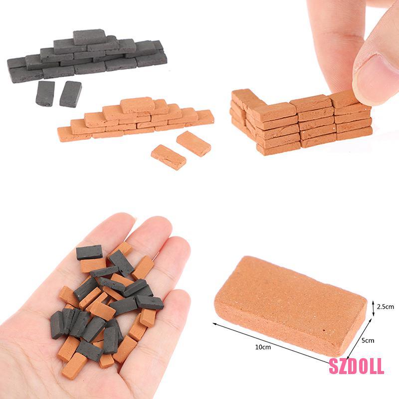 [SZDOLL] 50Pcs Dollhouse Brick Model DIY Miniature Building Landscape