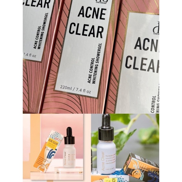 Acne clear Combo cleans Face + Body Acne (serum 10ml + shower gel with