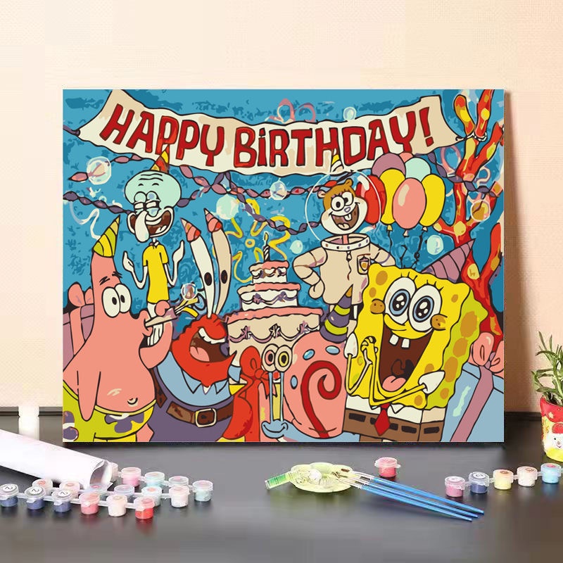 Colorwork DIY Paint by numbers Spongebob Anime Cartoon Living Room