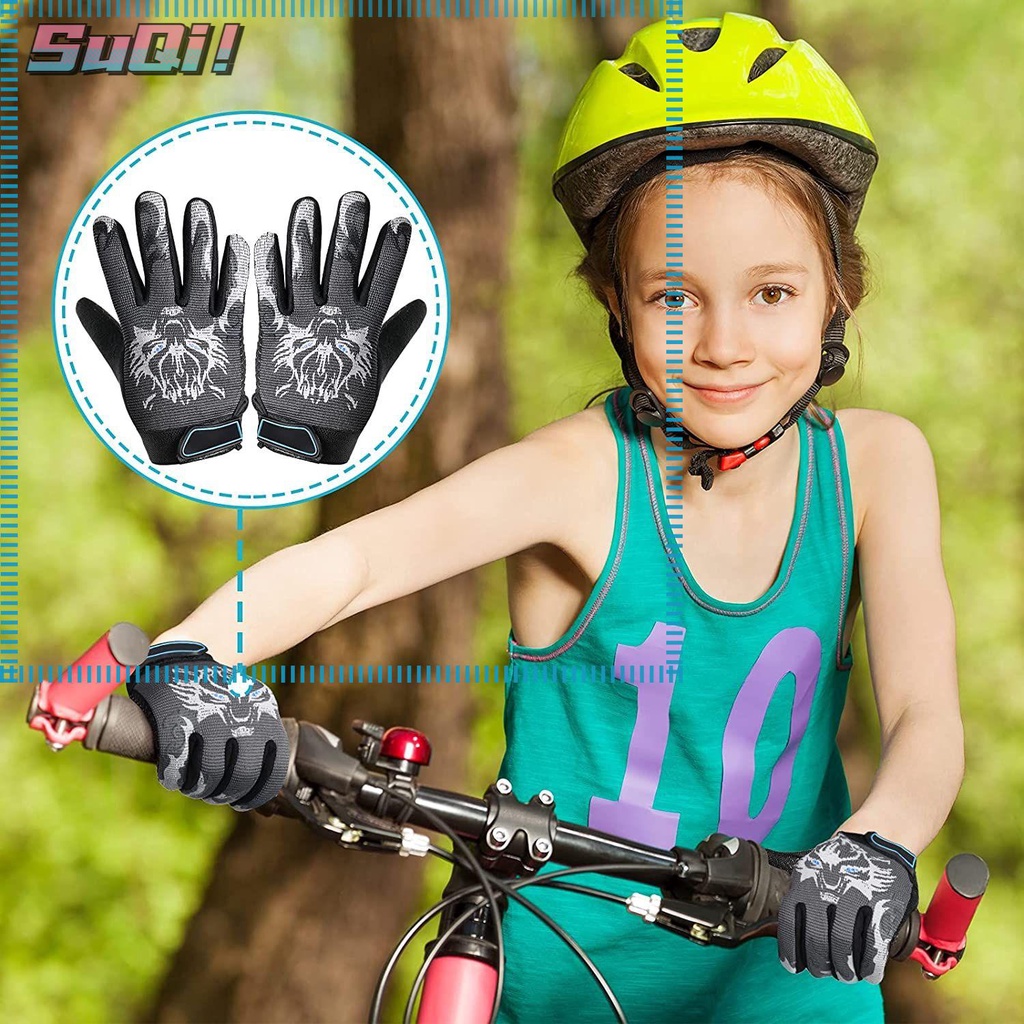 SUQI Winter Kids Cycling Gloves Riding Children Sport Gloves Full Finger Bike Gloves Outdoor