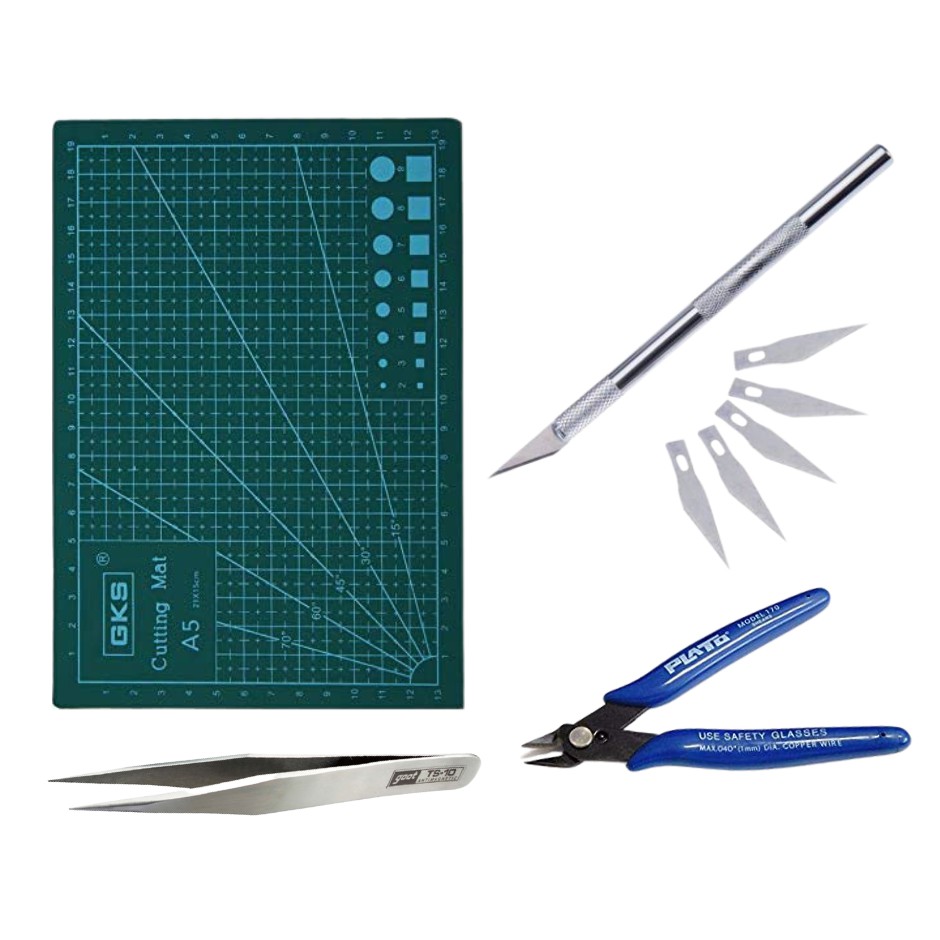 Starter Set X Acto Knife Cutting Pliers Plato Mat Tweezers Model Making