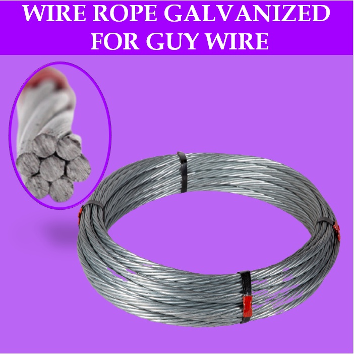 5m 10m Guy Wire Standard 1x7 4.2mm10mm Galvanized Steel Wire Strand