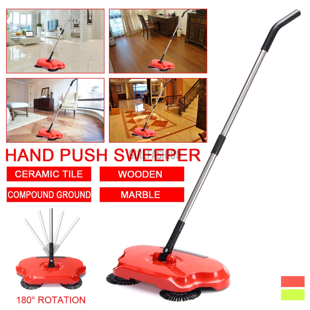 Spin Hand Push Broom Household Floor Dust Cleaning Sweeper Mop Cordless