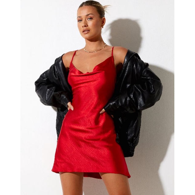 Silk Dress w/ Tie Short Satin Dress Outfit Party Dress Mall