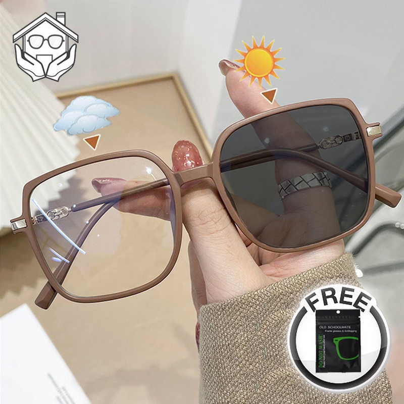 Photochromic Anti Radiation Eyeglass For Woman Men Square Replaceable