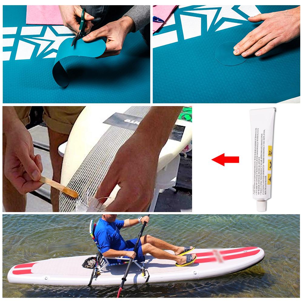 FLP SUP Repair Kit with PVC Patches and Glue for Inflatables Portable StandUp Paddleboard