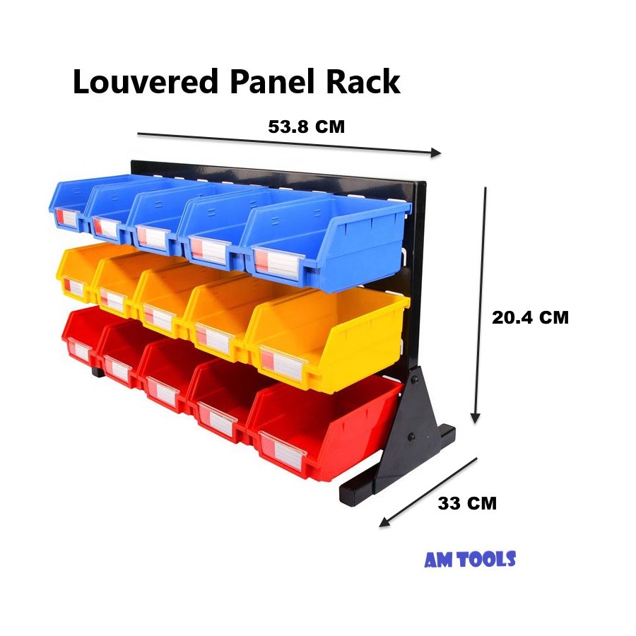 Louvered Panel Rack Wall Mounted Panel Rack Plastic Storage Bins 3 layers Shopee Philippines