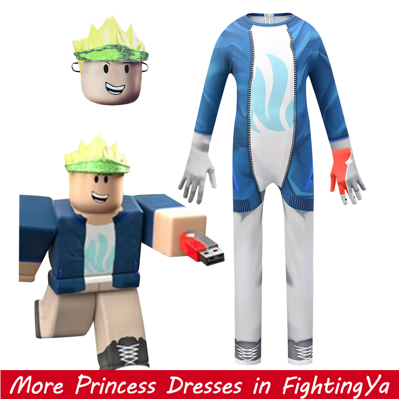 ROBLOX Cosplay Costume for Kids Boy ROBLOXS Bodysuit Mask Terno for