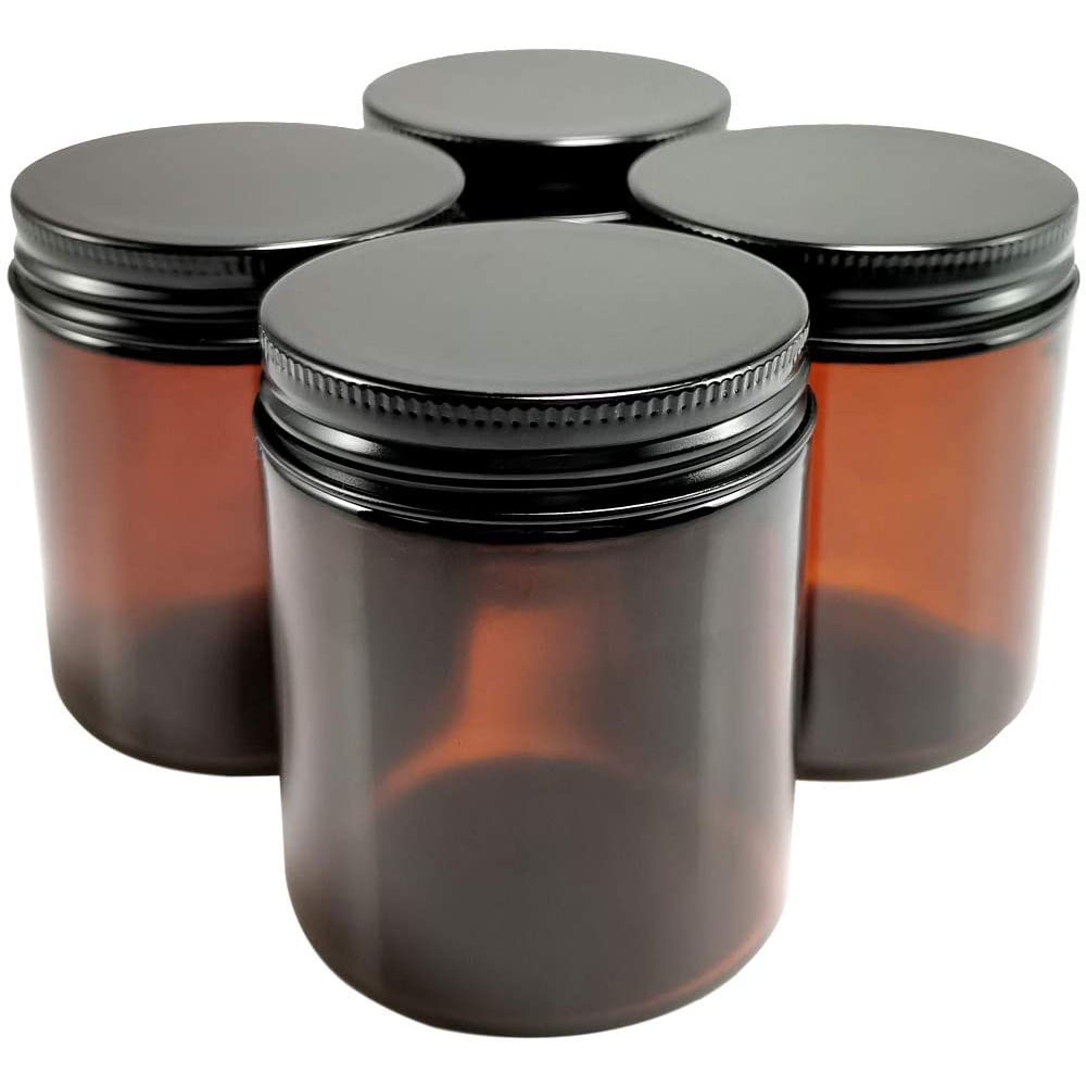 Amber Glass Jar Candle Jar with Metal Lid Black Gold Silver 100ml 200ml