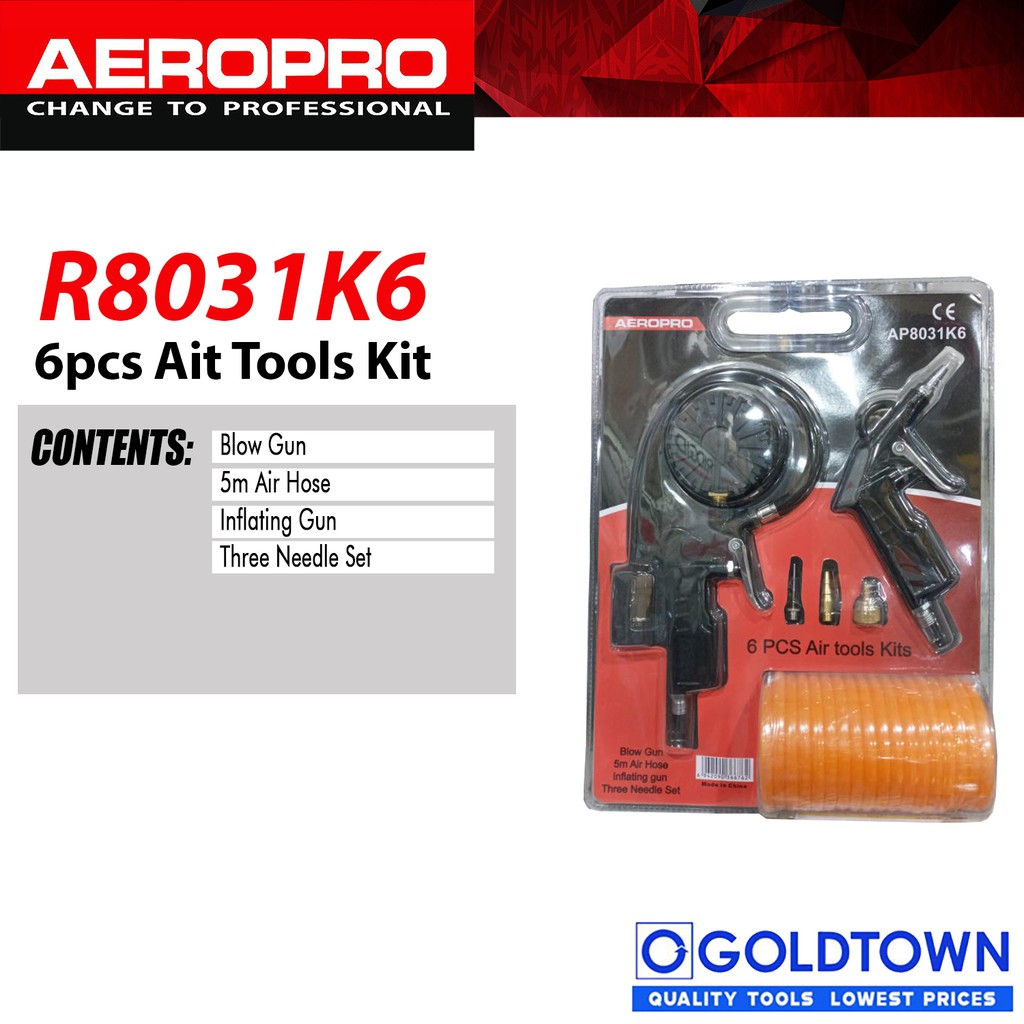 Aeropro Original Heavy Duty Top Quality Air Tools Kit R8031K6 (valuair