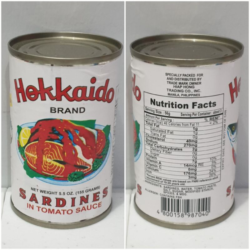 Hokkaido Sardines in Tomato Sauce 155g Shopee Philippines
