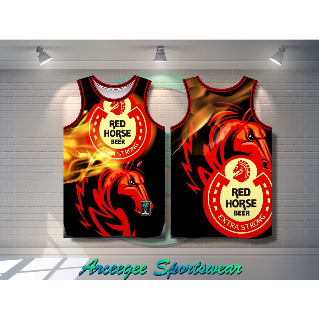RED HORSE OR SHORTS FULL SUBLIMATION BASKETBALL JERSEY FANWEAR FREE