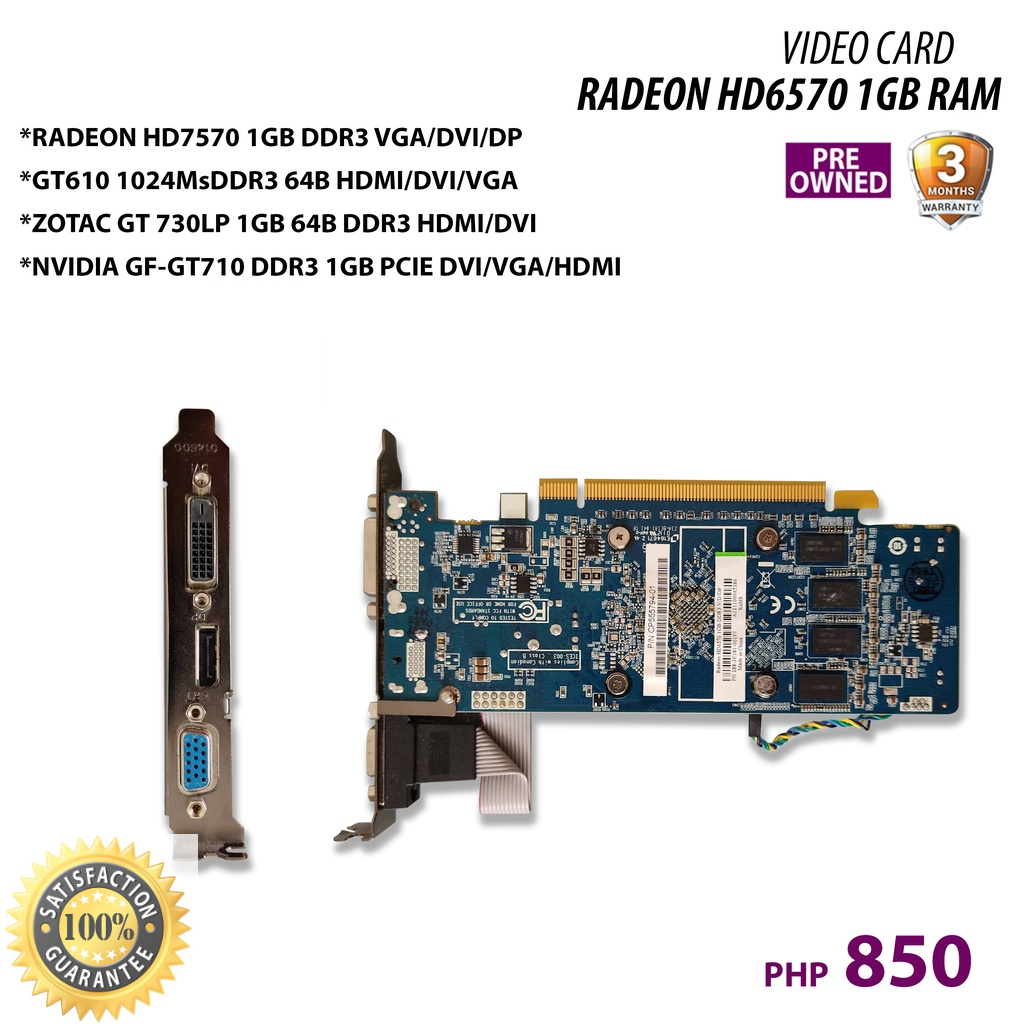 Low Profile Video Card for Slim Type Radeon HD6570 1GB Ram DDR3 Shopee Philippines