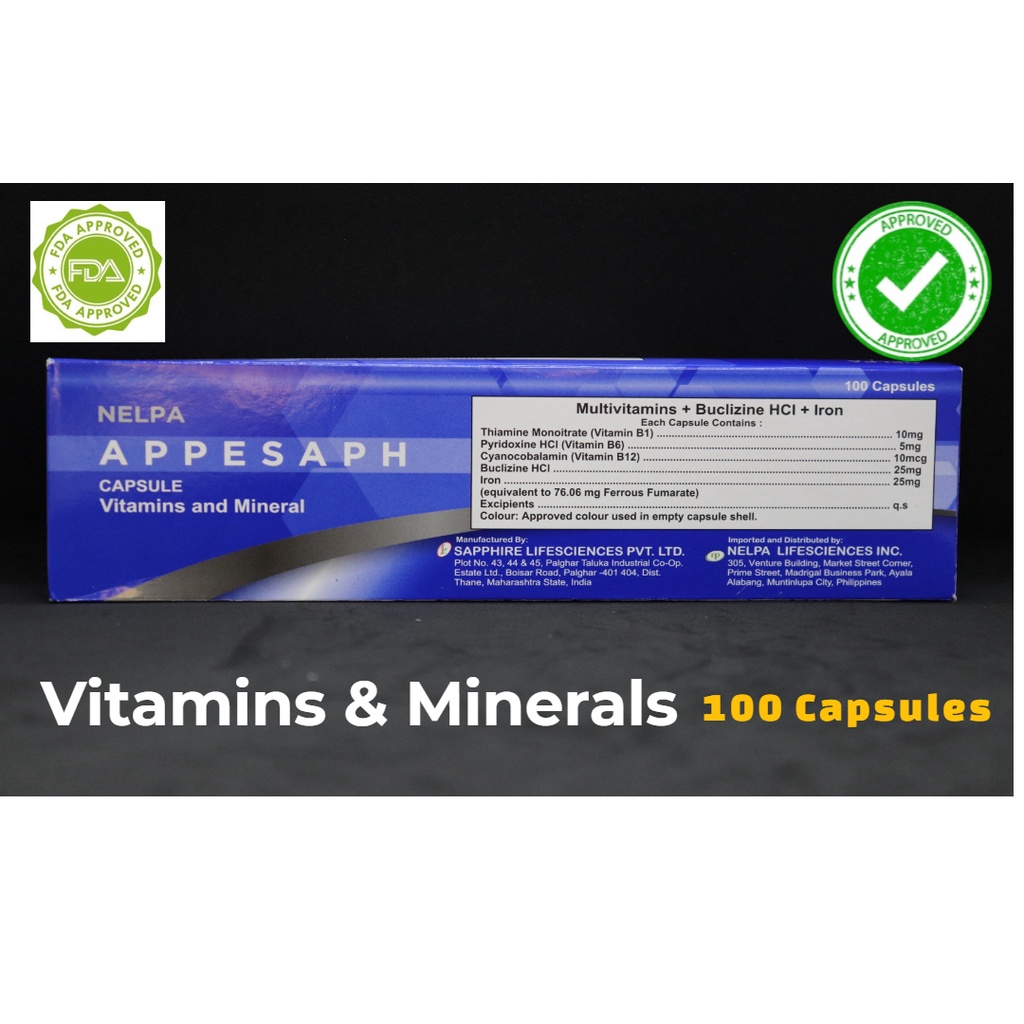 Nelpa Appesaph Multivitamins + Buclizine HCl + Iron Vitamin B Complex
