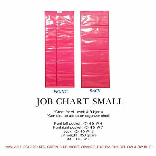 JOB POCKET CHART SMALL BY CHARTS UNLIMITED Shopee Philippines