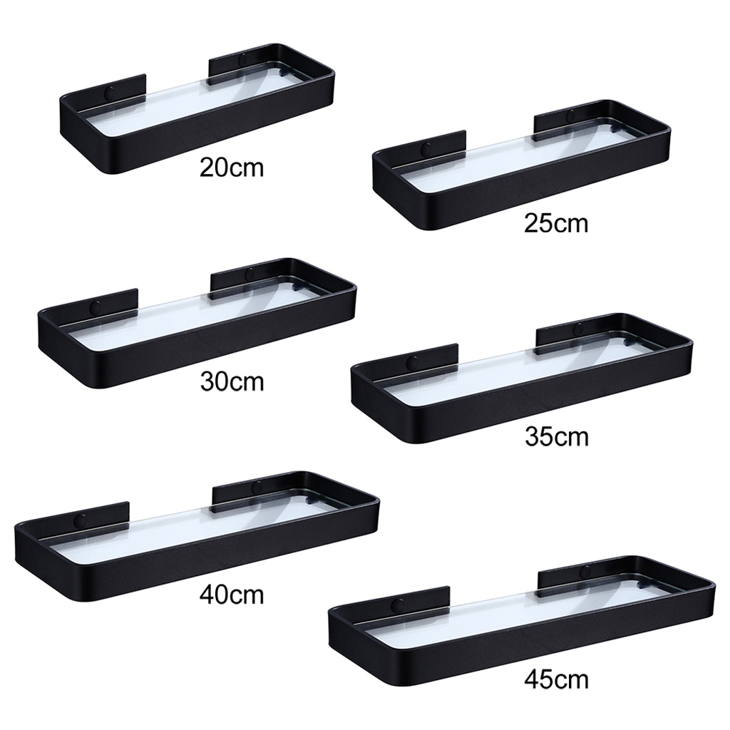 Bathroom Shelf Aluminum Square Shower Shelf Glass Shower Shelf Black