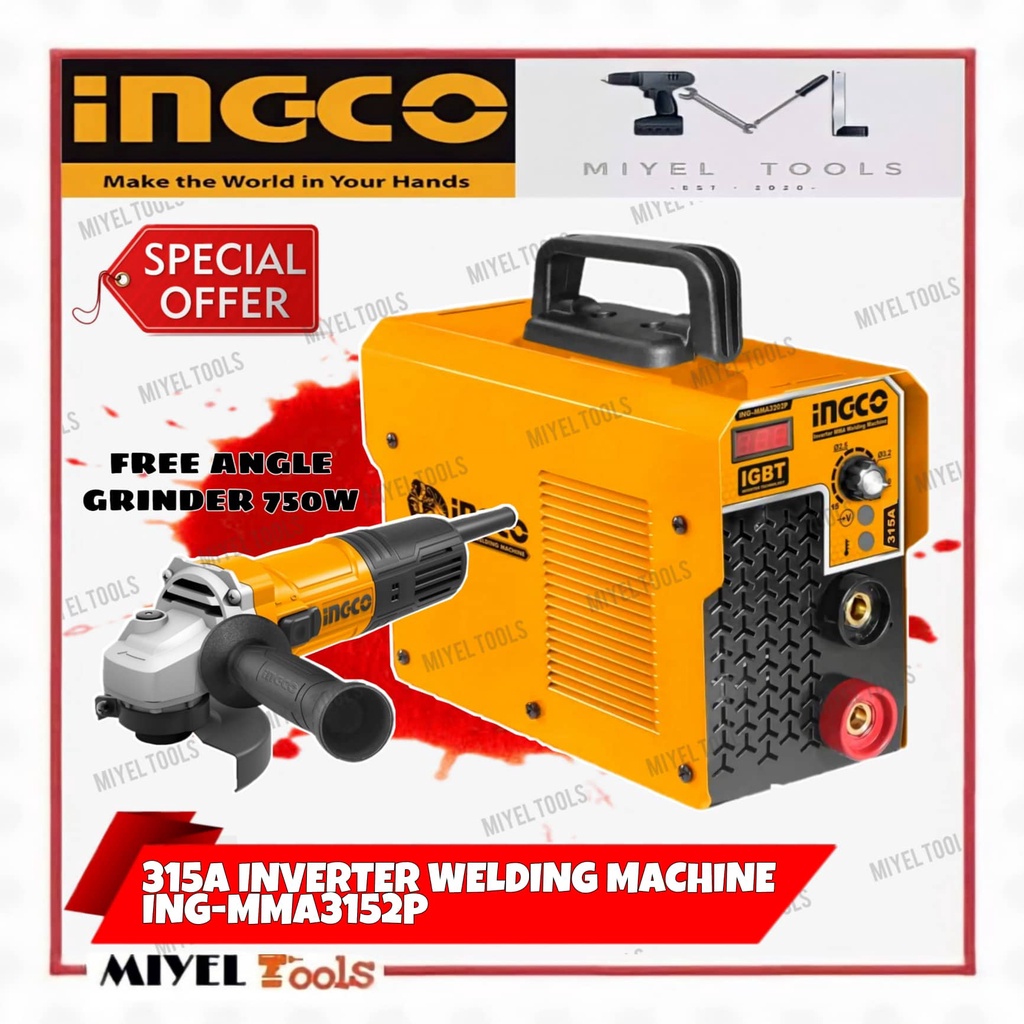 INGCO 350A Inverter Welding Machine INGMMA3502P w/ FREE Angle Grinder