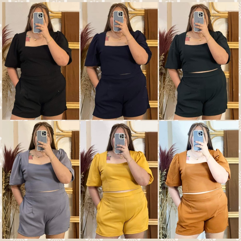 CHEAPEST BELLE COORDINATES TOP & SHORTS (PLUS SIZE) Shopee Philippines