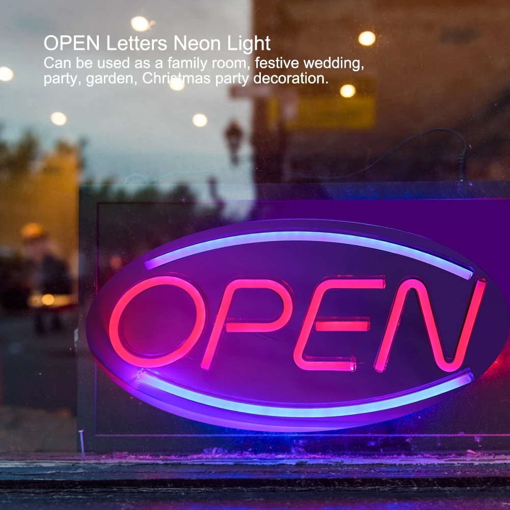 OPEN Letters Shaped Hanging LED Neon Light Shop Signs USB LED Light for