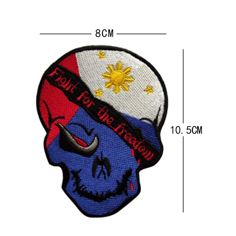Philippines Flag Patch Skull Embroidery Patch Philippine Flag IR