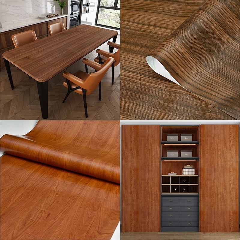 Wood Stripe Brown Wallpapers in Rolls PVC Self Adhesive Decor Contact