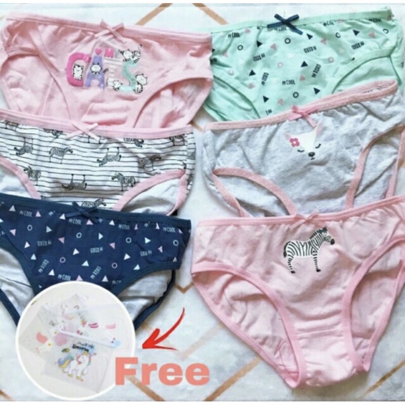 CLEARANCE SALE! 6pcs Set 100 Cotton Panty Boyleg Kids Girl Underwear