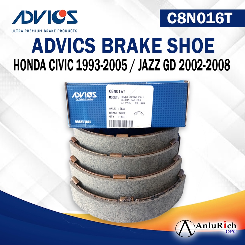 ADVICS REAR BRAKE SHOE for HONDA CIVIC 1993-2005/HONDA JAZZ GD 2002